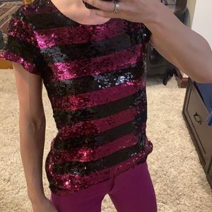 NWT Alice + Olivia | Small / XS / 0 | Pink & Black sequin top